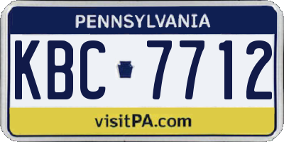 PA license plate KBC7712