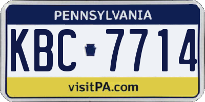 PA license plate KBC7714
