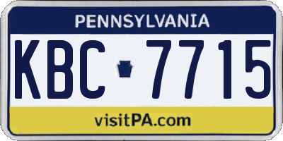 PA license plate KBC7715