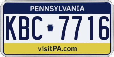 PA license plate KBC7716