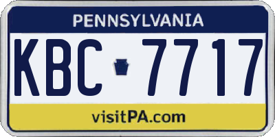 PA license plate KBC7717