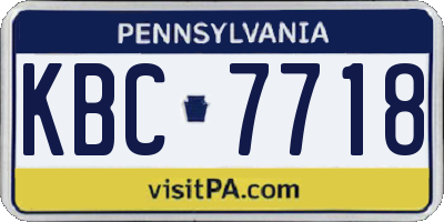 PA license plate KBC7718