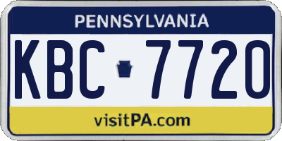 PA license plate KBC7720