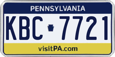 PA license plate KBC7721