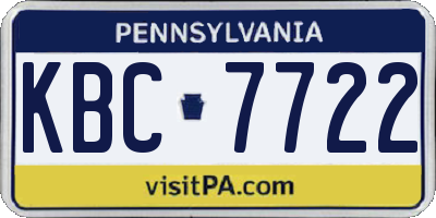 PA license plate KBC7722