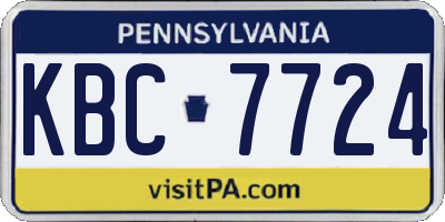 PA license plate KBC7724