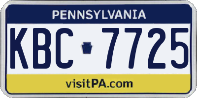 PA license plate KBC7725