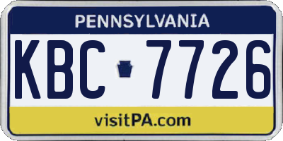 PA license plate KBC7726