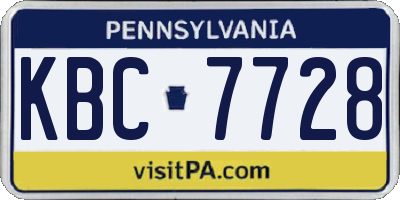 PA license plate KBC7728