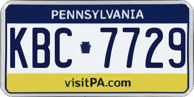 PA license plate KBC7729