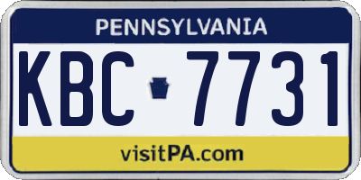 PA license plate KBC7731