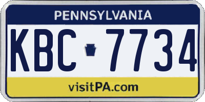 PA license plate KBC7734