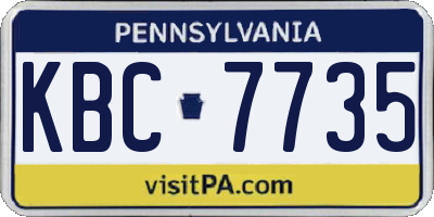 PA license plate KBC7735
