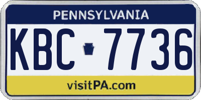 PA license plate KBC7736