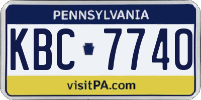 PA license plate KBC7740