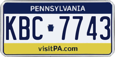 PA license plate KBC7743