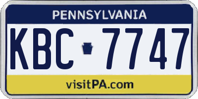 PA license plate KBC7747