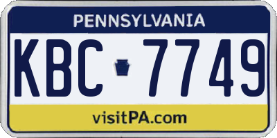 PA license plate KBC7749