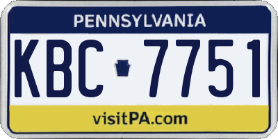 PA license plate KBC7751