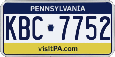 PA license plate KBC7752