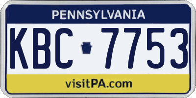 PA license plate KBC7753