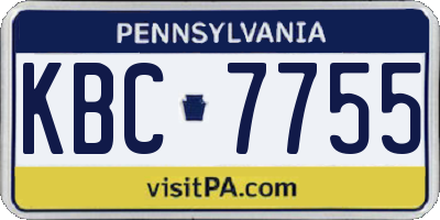 PA license plate KBC7755