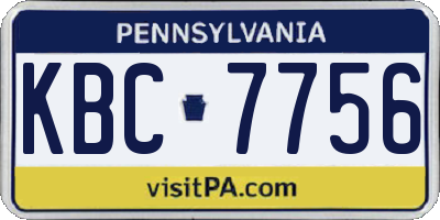 PA license plate KBC7756