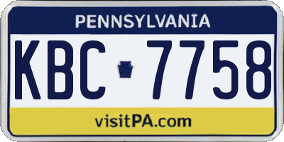 PA license plate KBC7758
