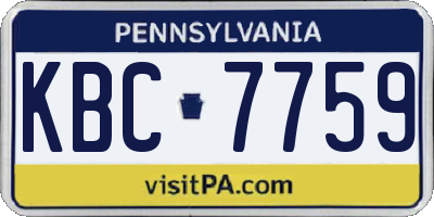 PA license plate KBC7759