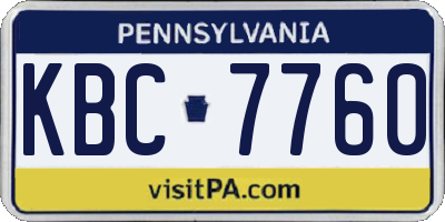 PA license plate KBC7760