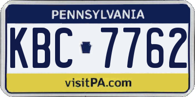 PA license plate KBC7762