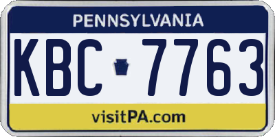 PA license plate KBC7763