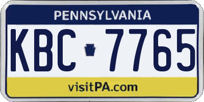 PA license plate KBC7765