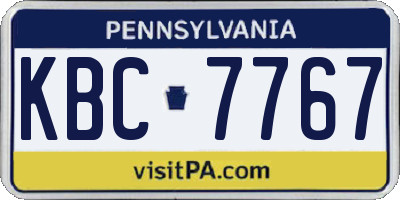 PA license plate KBC7767