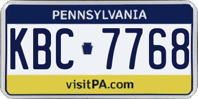 PA license plate KBC7768