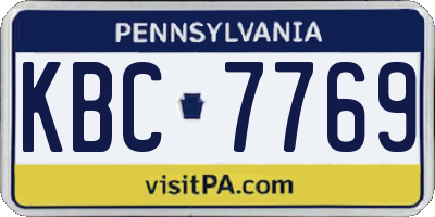 PA license plate KBC7769