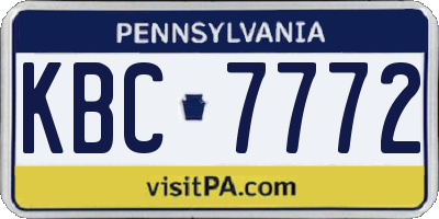 PA license plate KBC7772