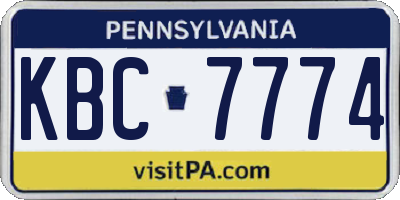PA license plate KBC7774