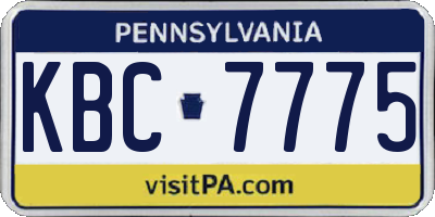 PA license plate KBC7775