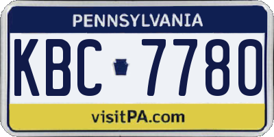 PA license plate KBC7780