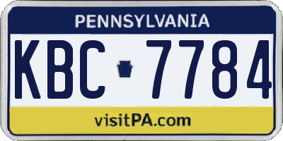 PA license plate KBC7784