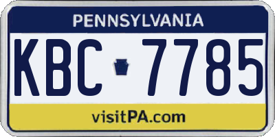PA license plate KBC7785
