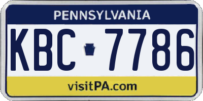 PA license plate KBC7786