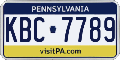 PA license plate KBC7789