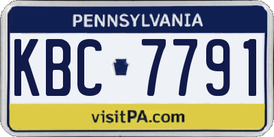 PA license plate KBC7791