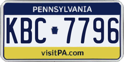 PA license plate KBC7796