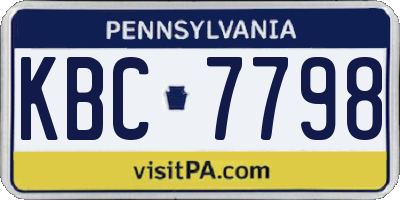 PA license plate KBC7798