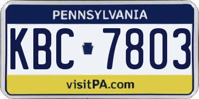 PA license plate KBC7803