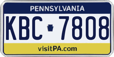 PA license plate KBC7808