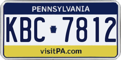 PA license plate KBC7812